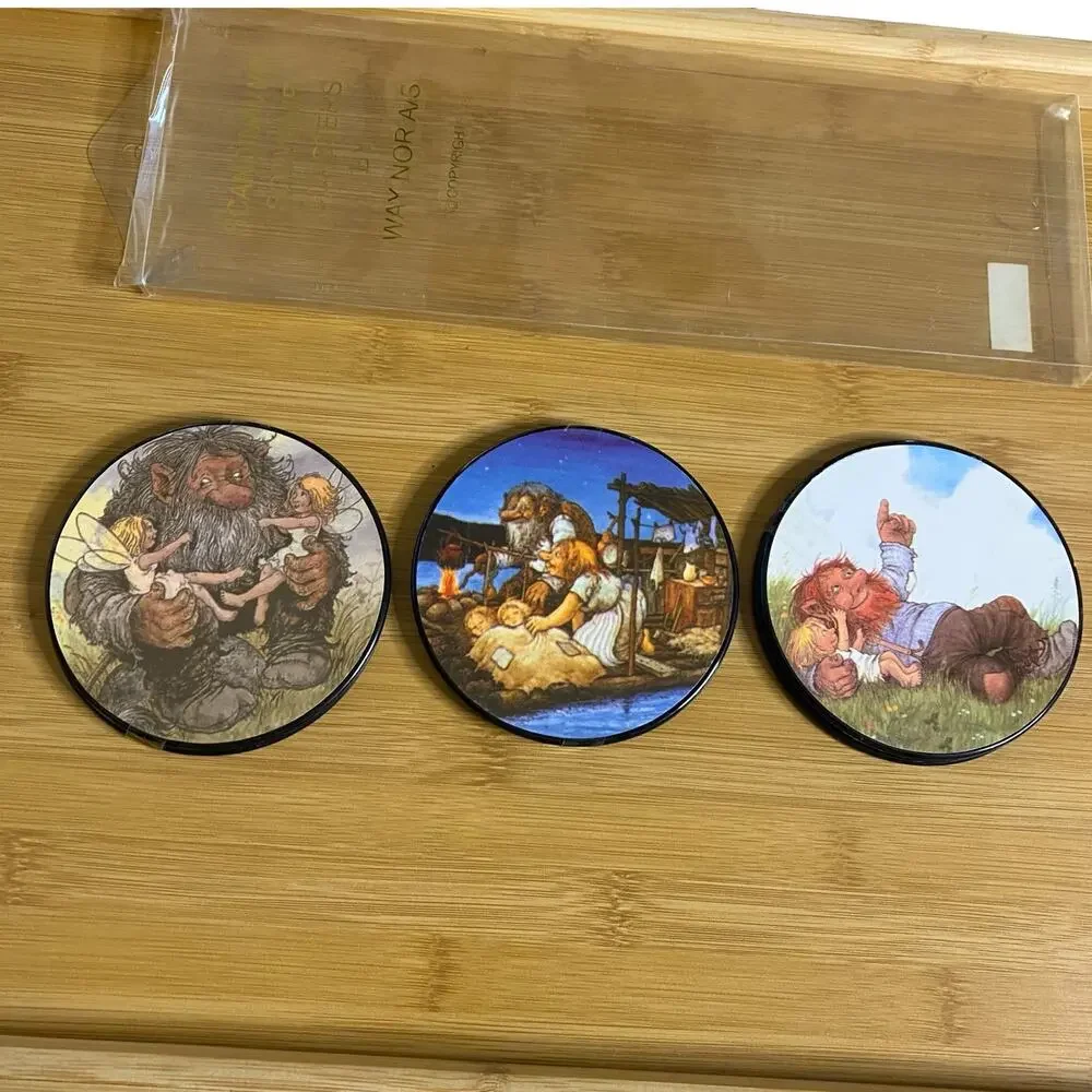 NWT Pack of 6 Scandinavian Souvenir Coasters by Way Nor A/S Trolls of Norway